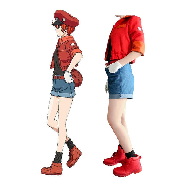 Anime Cells at Work! Erythrocite Red Blood Cell Cosplay Boots &