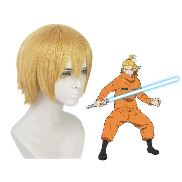 Anime Fire Force Arthur Boyle Short Blond Cosplay Wigs for Sale