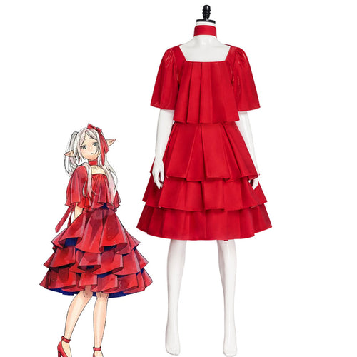 Sousou no Frieren Frieren Red Dress Cosplay Costumes