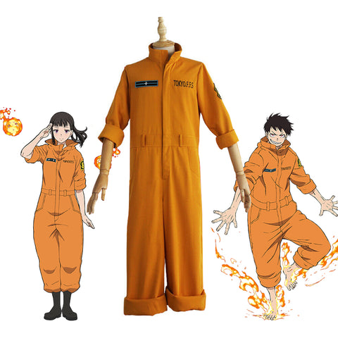 Fire Force Shinra Kusakabe Maki Oze Uniform Outfit Anime Cosplay Costume 