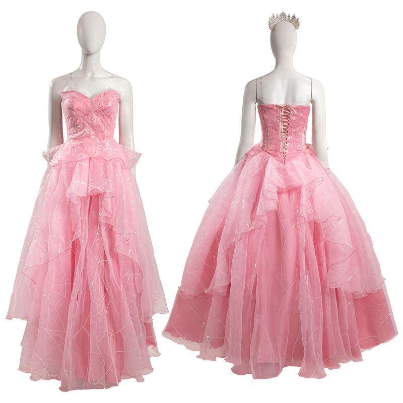 Wicked 2024 Glinda Pink Wedding Dress Cosplay Costumes