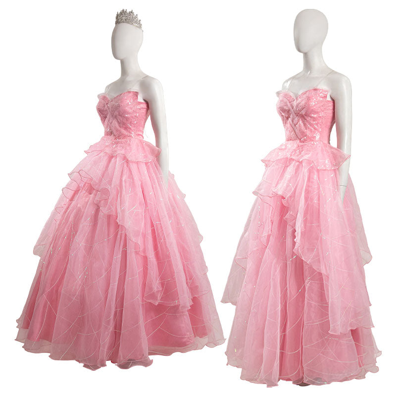 Wicked 2024 Glinda Pink Wedding Dress Cosplay Costumes