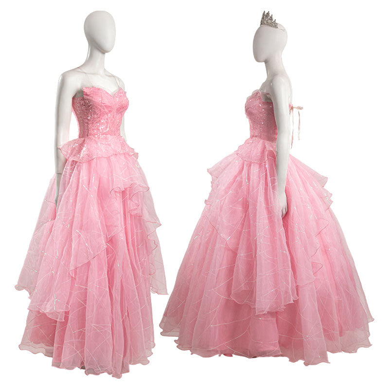 Wicked 2024 Glinda Pink Wedding Dress Cosplay Costumes