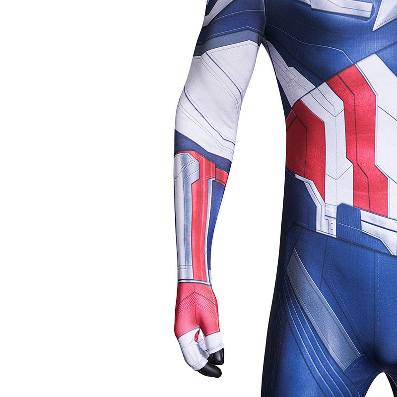 Marvel Captain America: Brave New World Captain America Blue White Jumpsuit Cosplay Costume