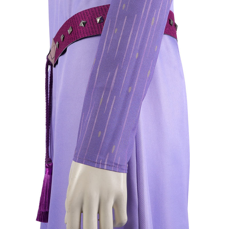 Disney Movie Wish Asha Cosplay Costume Asha Princess Purple Long Dress  Cosplay Halloween Masquerade Costume for Women Girl