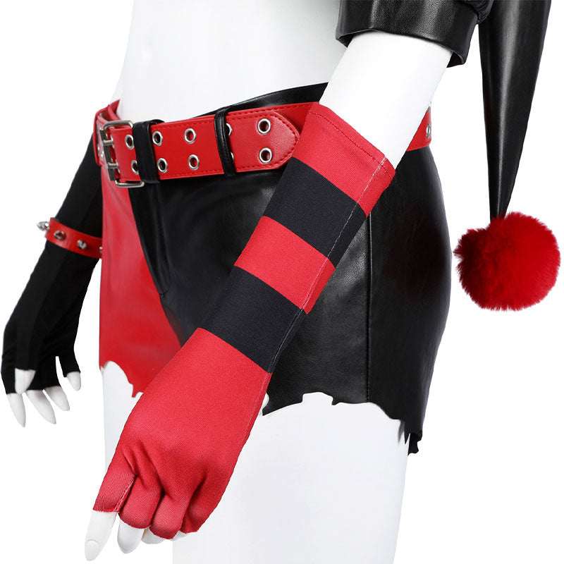 Suicide Squad Isekai Harley Quinn Black Red Cosplay Costumes