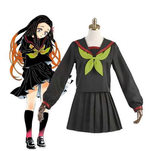 Anime Demon Slayer Kimetsu no Yaiba Nezuko Kamado Makomo School Uniform Cosplay Costumes - Cosplay Clans