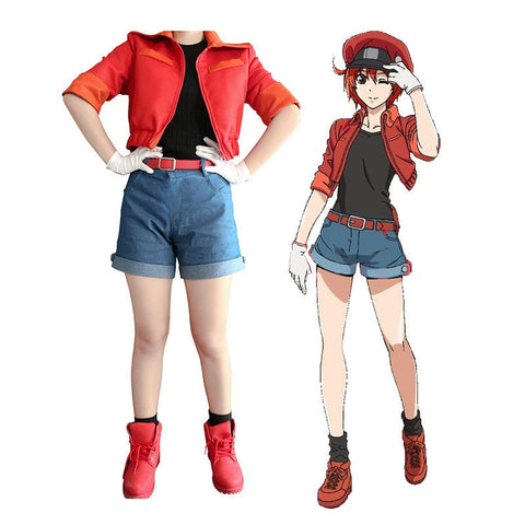 Anime Cells at Work! Erythrocite Red Blood Cell Cosplay Costume Outfit  Uniform