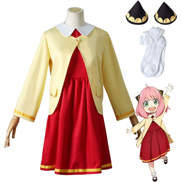 Anime SPY×FAMILY Anya Forger Red Dress Cosplay Costumes For Sales ...