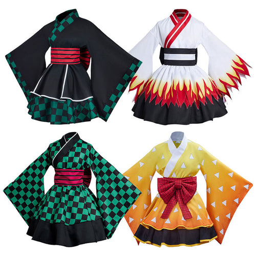 Demon Slayer Kimetsu no Yaiba Kimono Halloween Cosplay Costumes