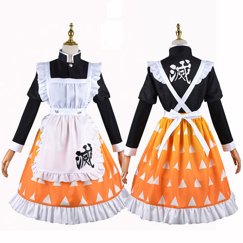 Demon Slayer Kimetsu no Yaiba Zenitsu Agatsuma Lolita Maid Cosplay Costumes