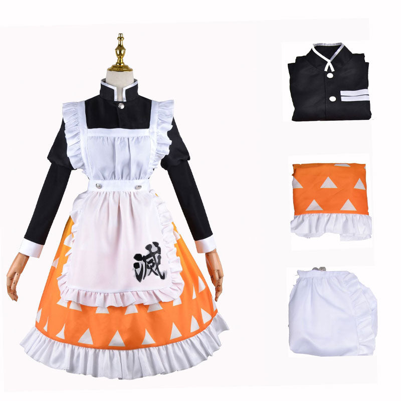 Demon Slayer Kimetsu no Yaiba Zenitsu Agatsuma Lolita Maid Cosplay Costumes